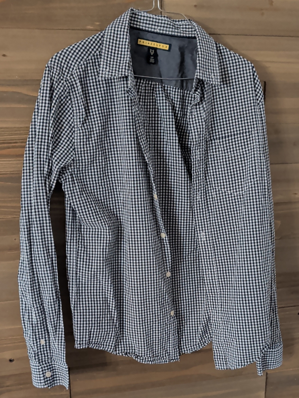 Prince & Fox Men’s Black & White Gingham Button-Down Shirt Size S/P